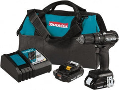 Makita - 18 Volt 1/2" Keyless Chuck Cordless Hammer Drill - 0 to 25,500 BPM, 0 to 1,700 RPM, Reversible - Exact Industrial Supply