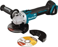 Makita - 5" Wheel Diam, 8,500 RPM, Cordless Angle & Disc Grinder - 5/8-11 Spindle, 18 Volts - Exact Industrial Supply