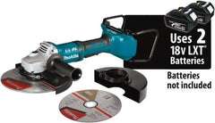 Makita - 9" Wheel Diam, 6,000 RPM, Cordless Angle & Disc Grinder - 5/8-11 Spindle, 18 Volts - Exact Industrial Supply