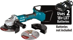 Makita - 7" Wheel Diam, 7,700 RPM, Cordless Angle & Disc Grinder - 5/8-11 Spindle, 18 Volts - Exact Industrial Supply