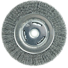 Vortec Pro 6″ Crimped Wire Wheel, .014″ Steel Fill, Wide Face, 5/8″-1/2″ Arbor Hole - Exact Industrial Supply