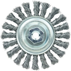 Vortec Pro 4″ Knot Wire Wheel, Standard Twist, .014″ Steel Fill, M10x1.25 Nut - Exact Industrial Supply