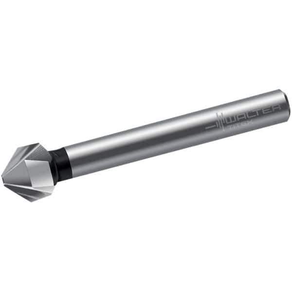 Walter-Titex - 6.3mm Head Diam, 5mm Shank Diam, 3 Flute 90° High Speed Steel Countersink - Bright Finish, 45mm OAL, Single End, Straight Shank, Right Hand Cut - Exact Industrial Supply