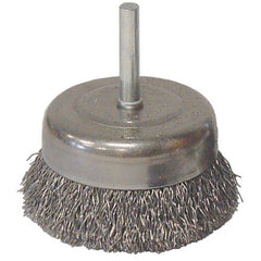 Vortec Pro 3″ Crimped Wire Cup Brush, .014″ Steel Fill, 1/4″ Stem - Exact Industrial Supply