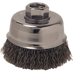 Vortec Pro 3″ Crimped Wire Cup Brush, .014″ Steel Fill, 5/8″-11 UNC Nut - Exact Industrial Supply