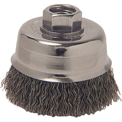 Vortec Pro 3″ Crimped Wire Cup Brush, .014″ Steel Fill, 1/2″-13 Arbor Hole - Exact Industrial Supply
