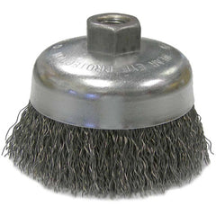 Vortec Pro 4″ Crimped Wire Cup Brush, .020″ Steel Fill, 5/8″-11 UNC Nut - Exact Industrial Supply