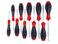 10 Piece - T7s; T8s; T9s; T10s; T20s; T25s; T27s; T30s; T40s Security - Torx SoftFinish® Cushion Grip Screwdriver Set - Exact Industrial Supply