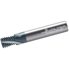 Walter-Prototyp - 7/16-20, 0.3622" Cutting Diam, 4 Flute, Solid Carbide Helical Flute Thread Mill - Internal Thread, 17.78mm LOC, 72mm OAL, 10mm Shank Diam - Exact Industrial Supply