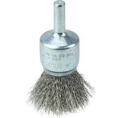 Vortec Pro 3/4″ Crimped Wire End Brush, .006″Stainless Steel Fill, 1/4″ Stem - Exact Industrial Supply