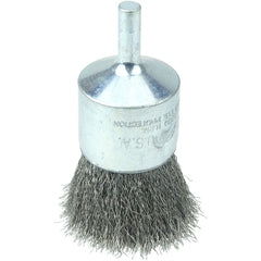 Vortec Pro 1″ Crimped Wire End Brush, .006″ Stainless Steel Fill, 1/4″ Stem - Exact Industrial Supply
