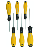 6 Piece - T6; T8; T9; T10; T15; T20 - Torx ESD Safe SoftFinish® Cushion Grip Screwdriver Set - Exact Industrial Supply