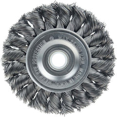 Vortec Pro 3″ Knot Wire Wheel, Standard Twist, .014″ , 1/2″-3/8″ Arbor Hole, Steel Wire - Exact Industrial Supply