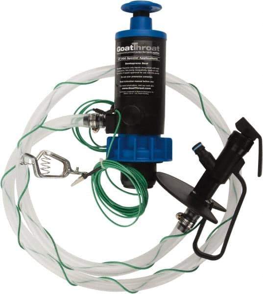 GoatThroat Pumps - 3/8" Outlet, 4 GPM, Polypropylene Hand Operated Transfer Pump - 56" OAL, For up to 55 Gal Drums, For Class I & II Flammable & Combustible Liquids - Exact Industrial Supply
