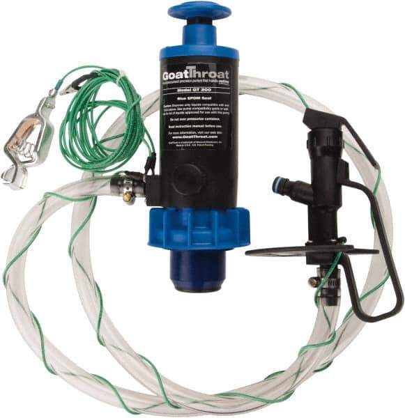 GoatThroat Pumps - 3/8" Outlet, 4 GPM, Polypropylene Hand Operated Transfer Pump - 56" OAL, For up to 55 Gal Drums, For Class I & II Flammable & Combustible Liquids - Exact Industrial Supply