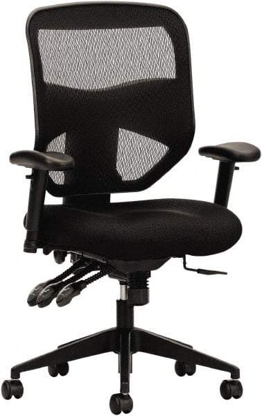 Basyx - 44-1/2" High High Back Chair - 30" Wide x 26" Deep, Padded Mesh Seat, Black - Exact Industrial Supply