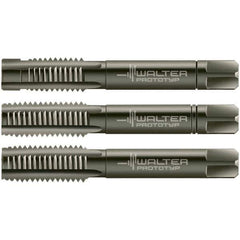 Walter-Prototyp - M4x0.70 Metric, 3 Flute, Modified Bottoming & Plug, Nitride/Oxide Finish, Cobalt Tap Set - Right Hand Cut, 45mm OAL, 0.4331" Thread Length, 6HX Class of Fit, Series 30016 - Exact Industrial Supply