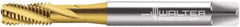 Walter-Prototyp - M8x1.25 Metric 5 Flute 6HX Bottoming Spiral Flute Tap - Cobalt, TiN Finish, 90mm OAL, Right Hand Flute, Right Hand Thread, Series 2051315 - Exact Industrial Supply