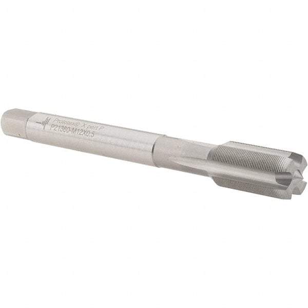 Walter-Prototyp - M12x0.50 Metric Fine, 4 Flute, Bright Finish, Cobalt Spiral Point Tap - Plug Chamfer, Right Hand Thread, 100mm OAL, 21mm Thread Length, 9mm Shank Diam, 6H Class of Fit, Series P21360 - Exact Industrial Supply
