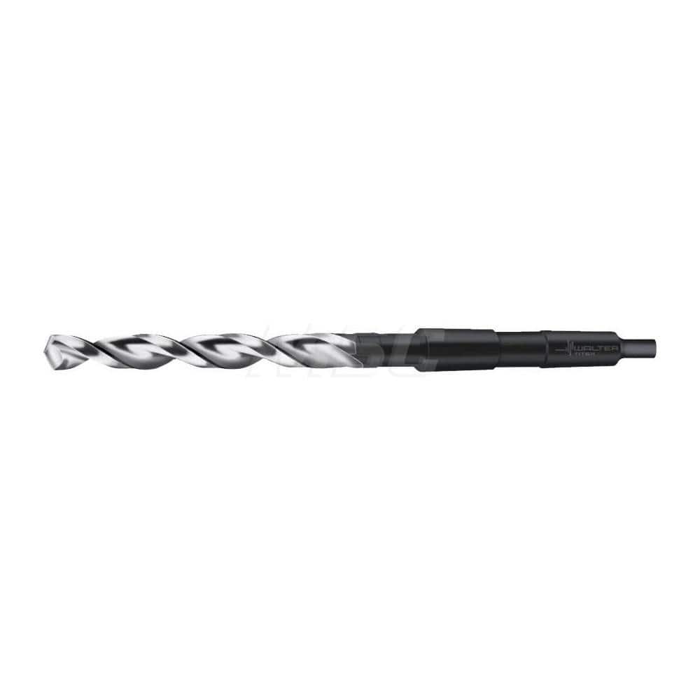 Taper Shank Drill Bit: 1.063″ Dia, 3MT, 130 °, High Speed Steel Bright/Uncoated, 6.6929″ Flute Length, 11.4567″ OAL, Alpha XE Point, Parabolic Flute