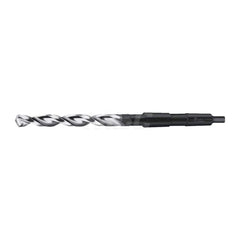 Taper Shank Drill Bit: 1.063″ Dia, 3MT, 130 °, High Speed Steel Bright/Uncoated, 6.6929″ Flute Length, 11.4567″ OAL, Alpha XE Point, Parabolic Flute