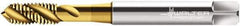 Walter-Prototyp - 7/16-20 UNF 3 Flute 2B Semi-Bottoming Spiral Flute Tap - High Speed Steel, TiN Finish, 100mm OAL, Right Hand Flute, Right Hand Thread, Series TC115 - Exact Industrial Supply