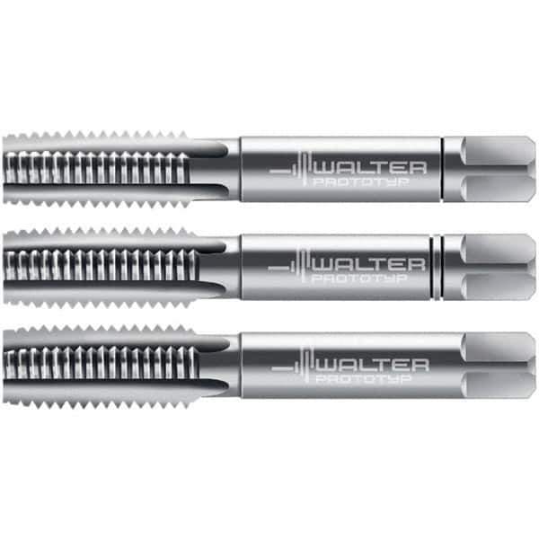 Walter-Prototyp - M5x0.80 Metric, 3 Flute, Modified Bottoming, Plug & Taper, Bright Finish, High Speed Steel Tap Set - Right Hand Cut, 50mm OAL, 0.5118" Thread Length, 6H Class of Fit, Series 30060 - Exact Industrial Supply