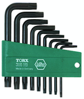 9 Piece - T8s; T9s; T10s; T15s; T20s; T25s; T27s; T30s; T40s - Black Finish Security - Torx Short Arm L-Key Set - Exact Industrial Supply