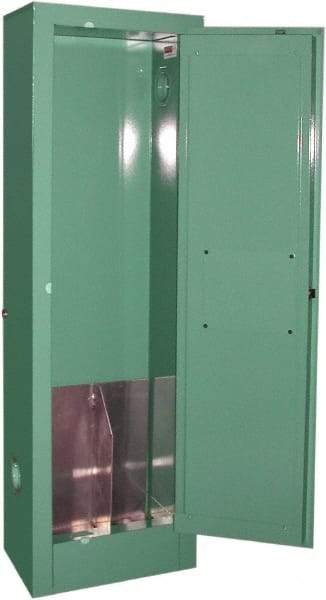 Securall Cabinets - 1 Door, Green Steel Standard Safety Cabinet for Flammable and Combustible Liquids - 44" High x 14" Wide x 9" Deep, Manual Closing Door, 3 Point Key Lock, D, E Cylinder Capacity - Exact Industrial Supply