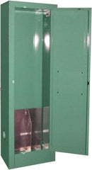 Securall Cabinets - 1 Door, Green Steel Standard Safety Cabinet for Flammable and Combustible Liquids - 44" High x 14" Wide x 9" Deep, Manual Closing Door, 3 Point Key Lock, D, E Cylinder Capacity - Exact Industrial Supply