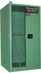 Securall Cabinets - 2 Door, Green Steel Standard Safety Cabinet for Flammable and Combustible Liquids - 65" High x 34" Wide x 34" Deep, Manual Closing Door, 3 Point Key Lock, H Cylinder Capacity - Exact Industrial Supply