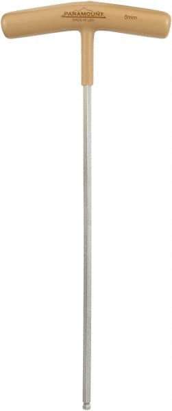Paramount - 5mm Hex, T-Handle Cushion Grip, Ball End Hex Key - 9-45/64" OAL, Protanium High Torque Steel, Metric System of Measurement - Exact Industrial Supply