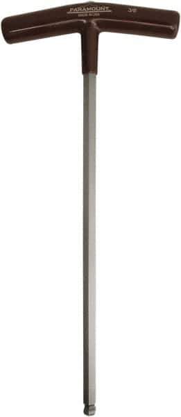 Paramount - 3/8" Hex, T-Handle Cushion Grip, Ball End Hex Key - 11-51/64" OAL, Protanium High Torque Steel, Inch System of Measurement - Exact Industrial Supply