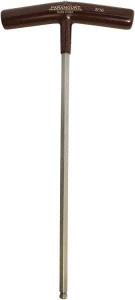 Paramount - 5/16" Hex, T-Handle Cushion Grip, Ball End Hex Key - 11-13/32" OAL, Protanium High Torque Steel, Inch System of Measurement - Exact Industrial Supply
