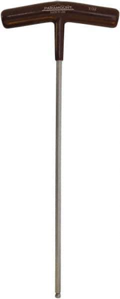 Paramount - 7/32" Hex, T-Handle Cushion Grip, Ball End Hex Key - 10-19/64" OAL, Protanium High Torque Steel, Inch System of Measurement - Exact Industrial Supply
