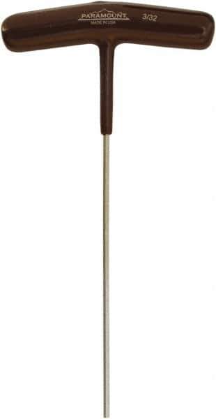 Paramount - 3/32" Hex, T-Handle Cushion Grip, Hex Key - 6-7/64" OAL, Protanium High Torque Steel, Inch System of Measurement - Exact Industrial Supply