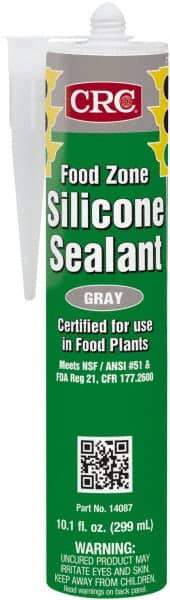 CRC - 10.1 oz Cartridge Gray Hydroxy-Terminated Polydimethylsiloxane/Silica Food Grade Silicone Sealant - -70 to 400°F Operating Temp, 60 min Tack Free Dry Time, 24 hr Full Cure Time - Exact Industrial Supply