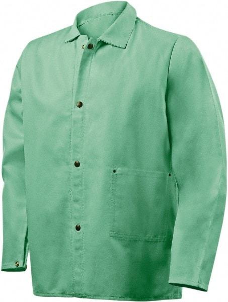 Steiner - Size 4XL Flame Resistant/Retardant Jacket - Green, Cotton & Nylon, Snaps Closure, 66 to 68" Chest - Exact Industrial Supply