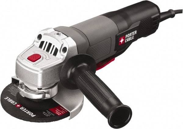Porter-Cable - 4-1/2" Wheel Diam, 11,000 RPM, Corded Angle & Disc Grinder - 5/8-11 Spindle, 120 Volts, 7 Amps - Exact Industrial Supply