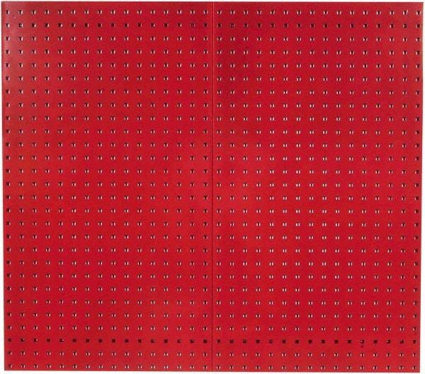 Triton - 24" Wide x 42-1/2" High Industrial Steel Tool Peg Board System - 2 Panels, Steel with Epoxy Coating, Red - Exact Industrial Supply