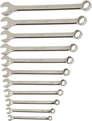 Ability One - 10 Piece, 10mm to 19mm, 12 Point Combination Wrench Set - Metric Measurement Standard, Chrome Finish - Exact Industrial Supply