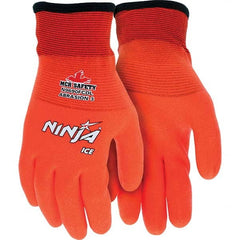 Cut, Puncture & Abrasive-Resistant Gloves: Size L, ANSI Cut A3, ANSI Puncture 2, Polyurethane, Nylon & Acrylic High-Visibility Orange, Full Coated, Acrylic & Terry Lined, Synthetic Back, Water-Repellent Grip, ANSI Abrasion 3