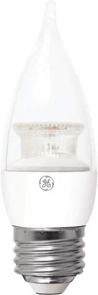 GE Lighting - 4 Watt LED Decorative Medium Screw Lamp - 2,700°K Color Temp, 300 Lumens, 120 Volts, Dimmable, Candle, 15,000 hr Avg Life - Exact Industrial Supply