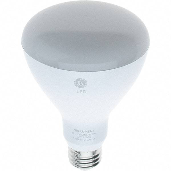 GE Lighting - 10 Watt LED Flood/Spot Medium Screw Lamp - 2,700°K Color Temp, 700 Lumens, 120 Volts, Dimmable, BR30, 25,000 hr Avg Life - Exact Industrial Supply