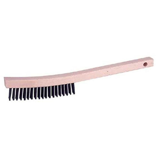 Vortec Pro Curved Handle Scratch Brush, Carbon Steel, 3 × 19 Rows - Exact Industrial Supply