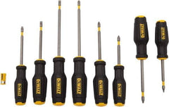 DeWALT - 8 Piece Phillips, Slotted & Square Screwdriver Set - Ergonomic & Bi-material Handle, Blade Sizes: Length 3 to 6, Width 3/16, 1/4 & 5/16, Bit Sizes: Philips #1 to #3 - Exact Industrial Supply