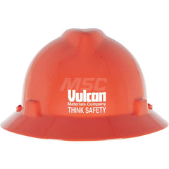Hard Hat: Impact Resistant, Full Brim, Type 1, Class E, 4-Point Suspension Orange, HDPE, Slotted