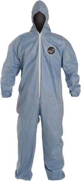 Dupont - Size 2XL FR Disposable Flame Resistant/Retardant Coveralls - Blue, Zipper Closure, Elastic Cuffs, Elastic Ankles - Exact Industrial Supply