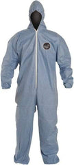 Dupont - Size L FR Disposable Flame Resistant/Retardant Coveralls - Blue, Zipper Closure, Elastic Cuffs, Elastic Ankles - Exact Industrial Supply