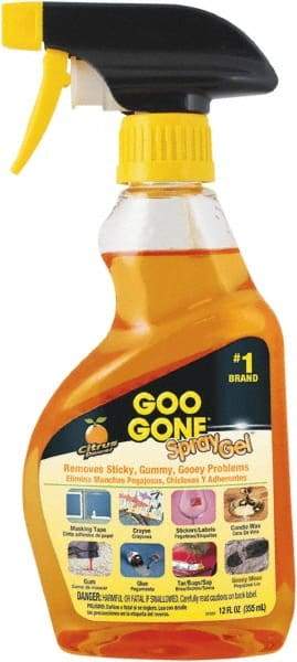 Goo Gone - 12 oz Spray Bottle Adhesive Remover - Removes Adhesives, Gum, Tar, Crayon, Scuff Marks, Wax, Sap - Exact Industrial Supply